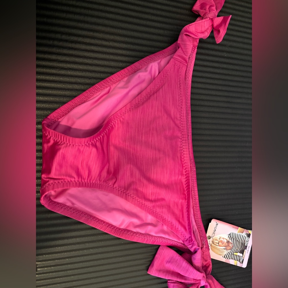 Betsey Johnson Vibrant Pink Bikini Bottom with Side Ties